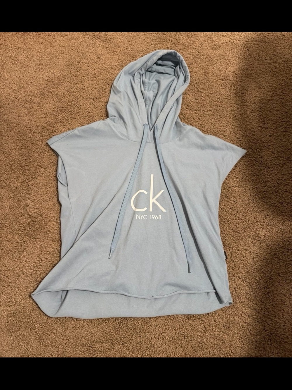 Calvin Klein Swimwear ck NYC 1986 Light Blue Sleeveless Hoodie Top